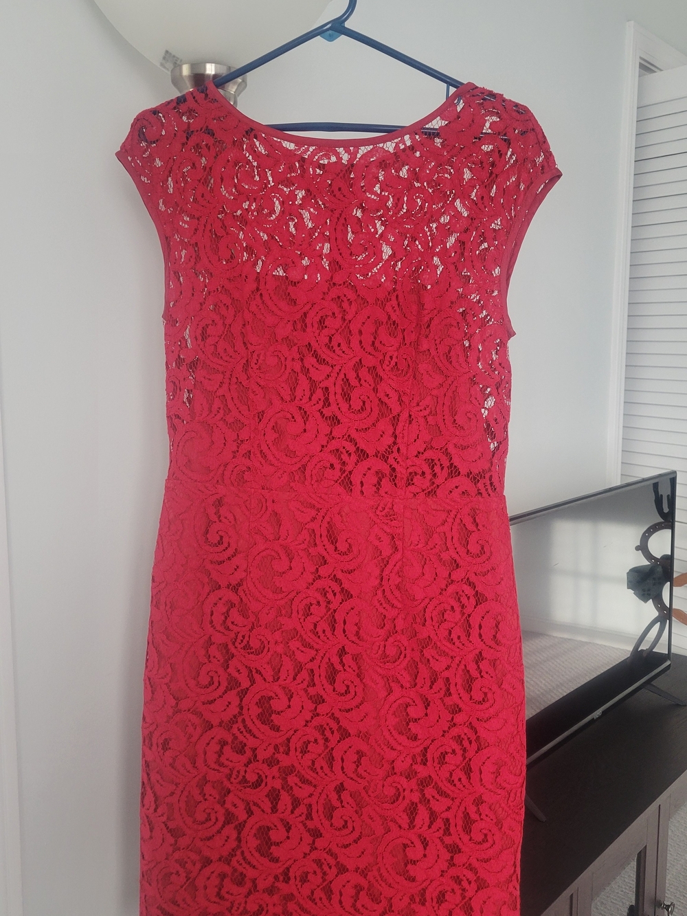 Banana Republic Red Lace Midi Sheath Dress